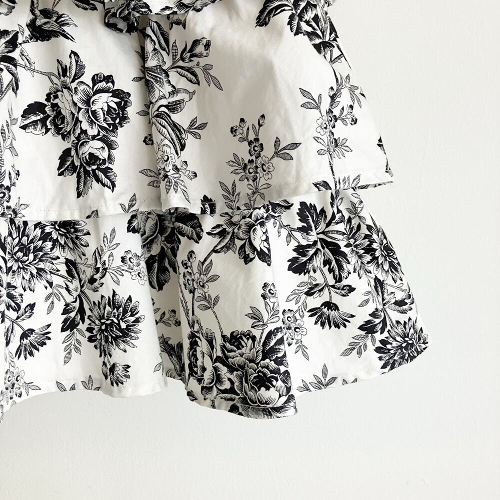 Janie and Jack Girls Dress Sz 4 Floral Print Black White Puff Sleeve Tiered - Picture 5 of 9